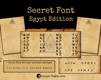 Escape Game Decoder Set, DIY Escape Room Secret Codes including a special Egypt Edition Font for your personal secret messages