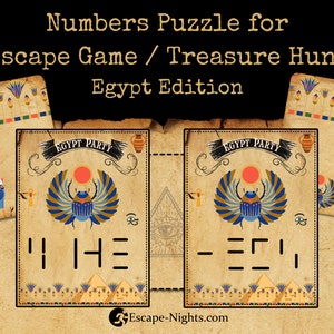 Escape Game Single Puzzle Secret Message, EGYPT Edition, DIY Escape Room / Treasure Hunt, Solution 4 digit number for number lock