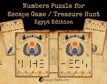 Escape Game Single Puzzle Secret Message, EGYPT Edition, DIY Escape Room / Treasure Hunt, Solution 4 digit number for number lock