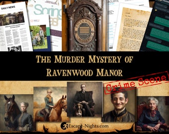 MURDER MYSTERY Printable Detective Game I Ravenwood Manor I DIY Printable Mystery Party Game I Cold Case Game