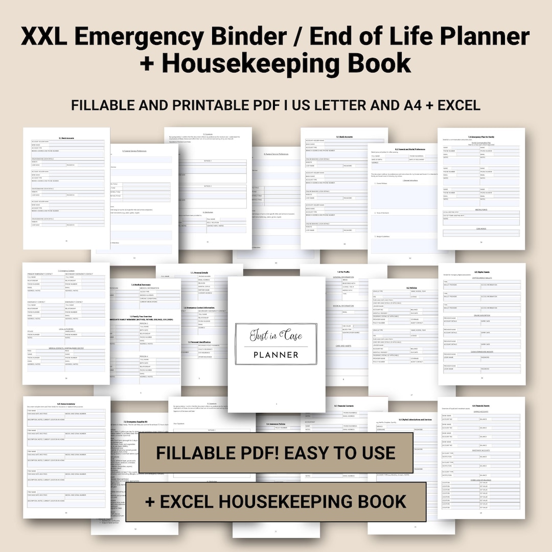 Just in Case Binder | End of Life Planner | Emergency Binder Printable ...