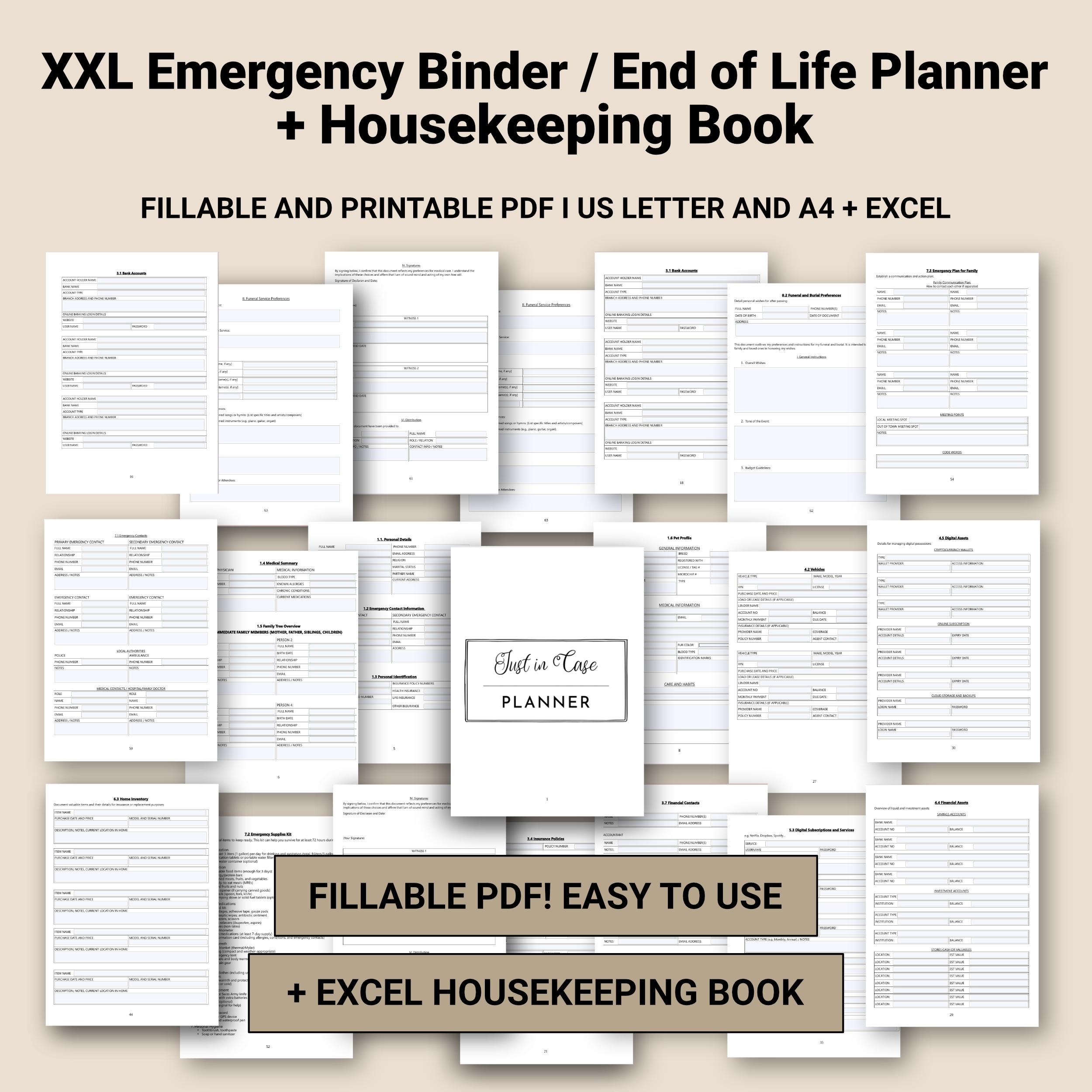 Just in Case Binder | End of Life Planner | Emergency Binder Printable ...
