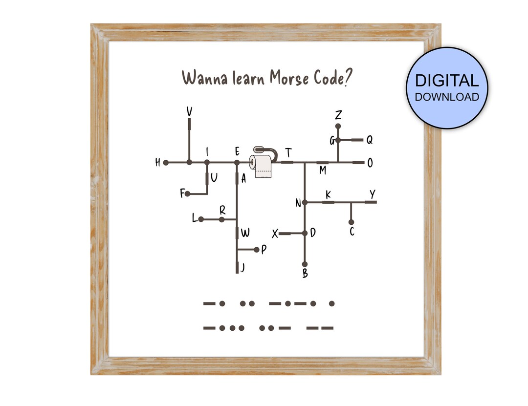 Printable Bathroom Sign I Morse Code I Printable Wall Art I Toilet ...