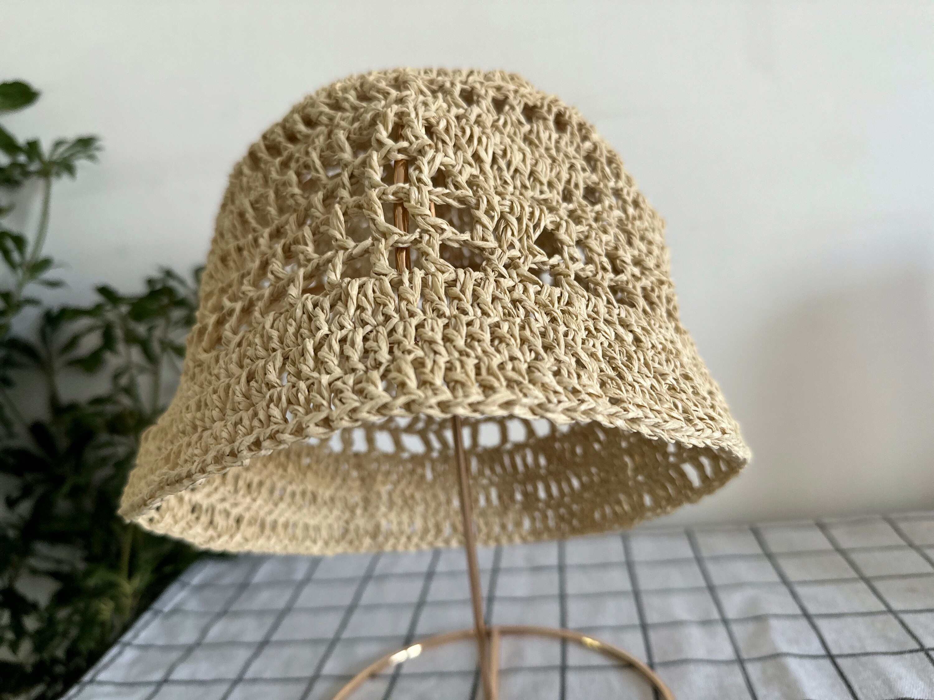 Crochet Raffia Bucket Hat Handmade Hat Raffia Hat Kids Hat Etsy