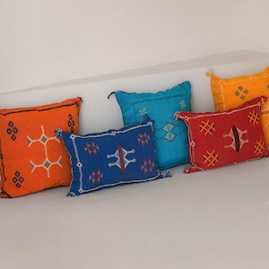 35% off , Moroccan handmade  Pillow , decorative cushion  Silk Pillow,  Berber Pillow, Textured Pillow ,