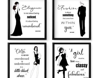 Classy and Fabulous - Fashion Quotes Wall Art - Digital Download Prints. Inspiring quotes and creative layout - perfect for any wall gallery