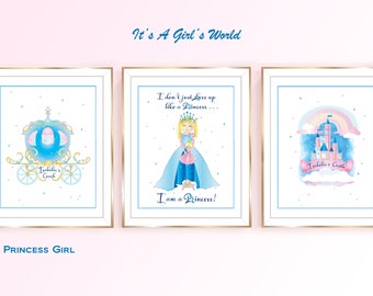 Princess Girl Wall Art Prints: Personalized Girls Room Decor