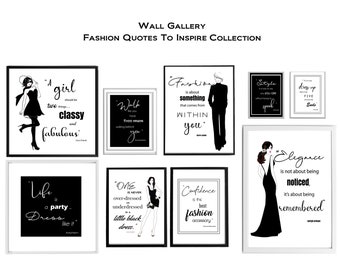 Fashion Quotes Gallery Wall Art Collections - Beautiful Fashion Prints - Black and White Fashion Art Prints - Fashion Designer Quotes Prints