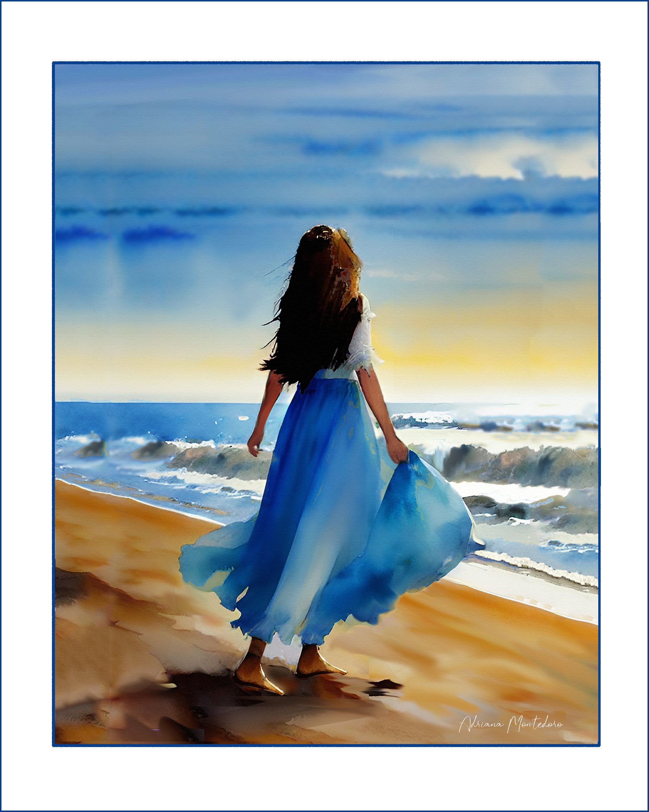 Meet Me In WaterColor Blue Tunic