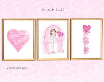 Sweetheart Girls Room Wall Art Prints: Personalized Decor