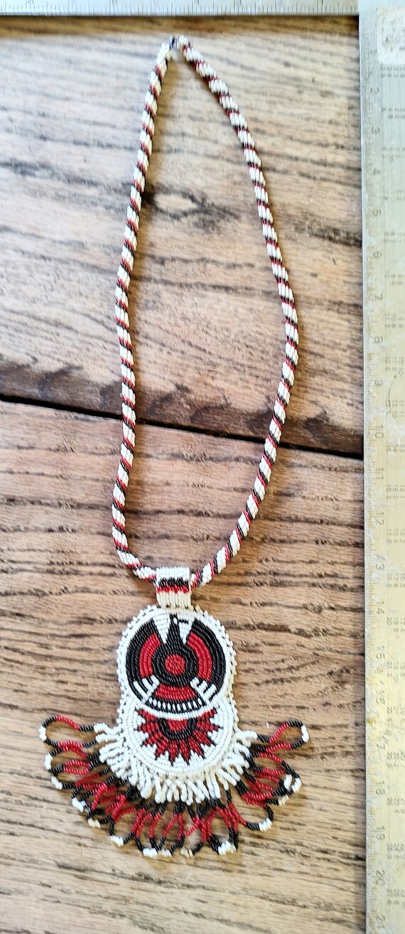 Native vintage beaded necklace Thunderbird