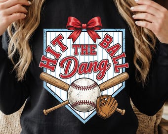 Hit The Dang Ball Pink Leopard Stripe Design, Funny Baseball Lover Shirt Design, Retro Baseball Graphic, Youth Baseball Dad Fan,Game Day PNG