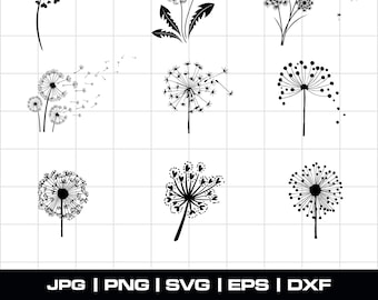 Dandelion SVG Bundle: Blowing Flower Cut Files (Digital Download)