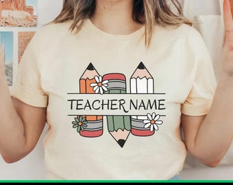 Pencil Frame SVG for Teacher Name | Split Monogram Apple and Pencil SVG | Back to School Cut File for Cricut & Silhouette Projects