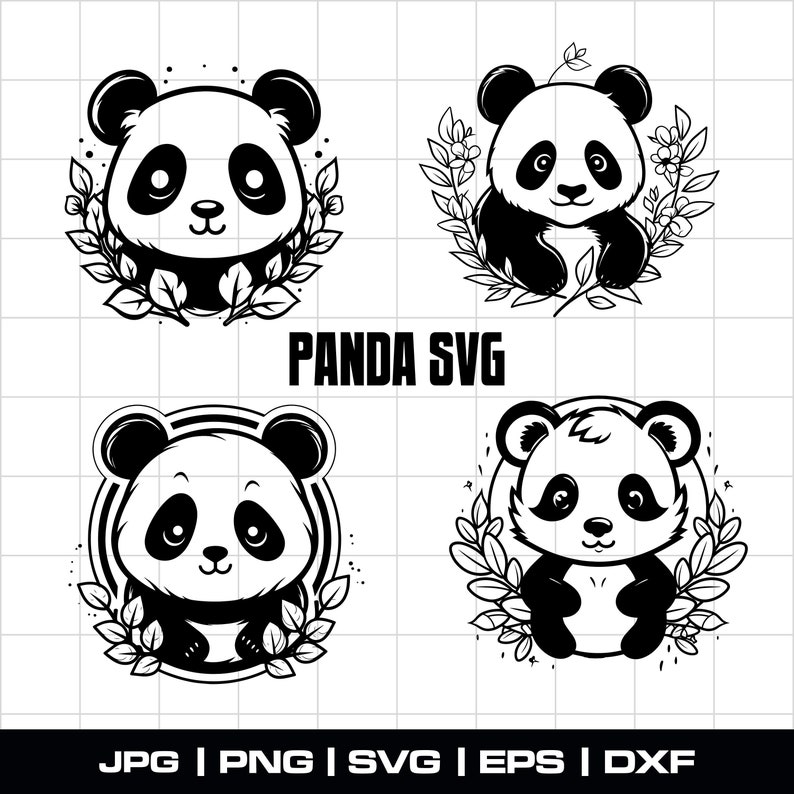 Panda SVG, Baby Panda SVG, Panda Vector Svg, Panda Face Svg, Cute Panda ...