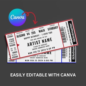 Ticketmaster Ticket, Geburtstagsgeschenk, maßgeschneiderte Event-Karte, Geschenk für sie / ihn