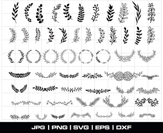 55 Leaves SVG Bundle, Hand Drawn Leaves SVG, Paper Leaves, Leaf Templates, Plant Svg, Wreath, Cut Files, Leaf Clipart, Cricut Silhouette SVG