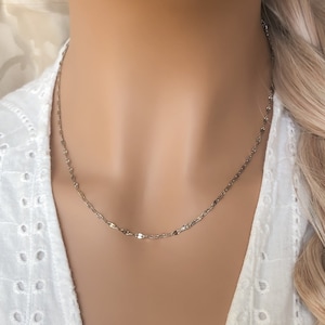 Silver Chain Necklace Thin Silver Chain Necklace Delicate Necklace Birthday Gift for her Layering Necklace Stainless Steel Chain