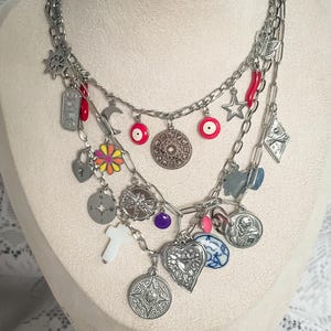 Silver charms necklace Pick your charms DIY charm necklace Vintage charms Chunky silver necklace Personalized charms Custom charm necklace