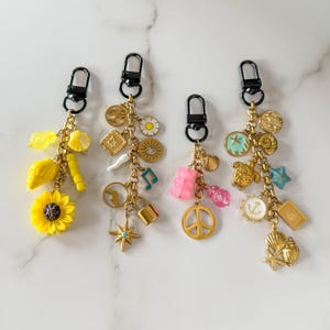 Custom keychain, Gold Charm Keychain, Purse Chain Charms, Bag chain charms, Personalized keychains, Vintage bag charms, Bag Charms Chain