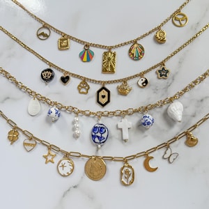 Build a charm necklace, Custom charm necklace, charm jewelry, Vintage charms, Personalized gifts for her, Custom necklace with charms