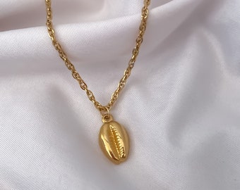 Cowrie Shell Necklace • Cute Beach Jewellery • Gold Seashell Necklace • Daughter Gift • Christmas Gifts For Her •  Gold Charm Necklace