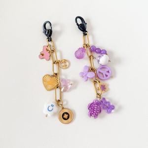Gold Charm Keychain, Purse Charms, Personalized charm keychain, Bag charms, Handbag charms, Charm bag accessories, Custom gifts, Bag chain