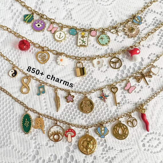 Custom charm necklace, Build a charm necklace, Gold charm necklaces, Vintage charms, Personalized gifts for her, Custom necklace charms