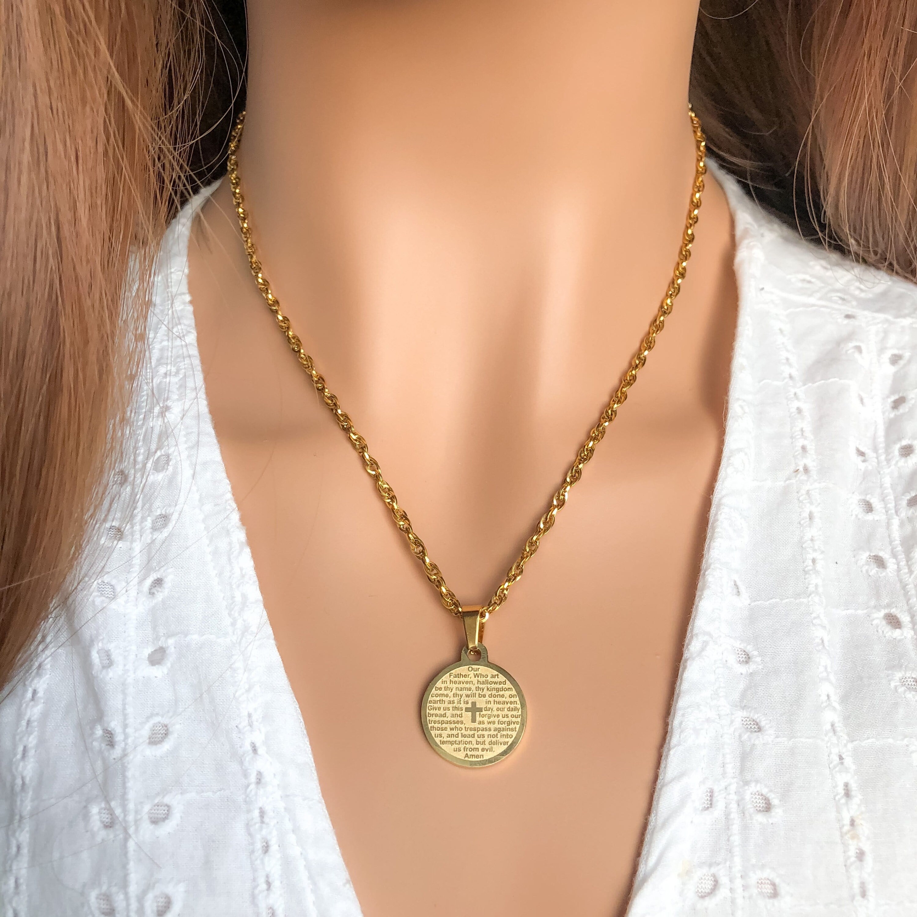 Lords prayer necklace faith necklace gold prayer necklace silver prayer