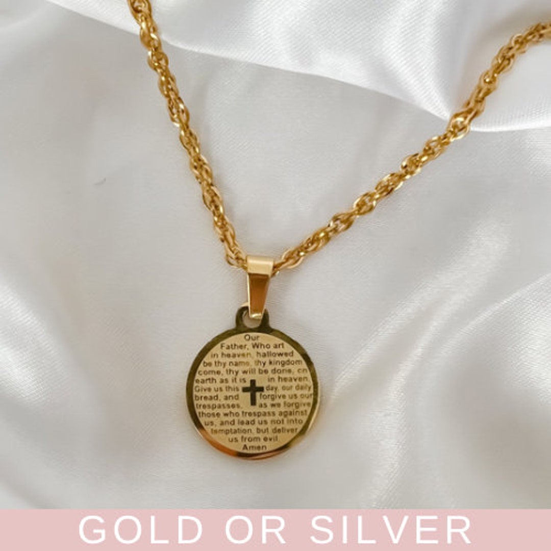 Lords prayer necklace faith necklace gold prayer necklace etsy