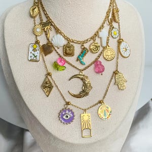 Gold charm necklace, Custom charm necklace, Build your own charm necklace, Charm necklace custom, Daughter gift, Waterproof charm necklace