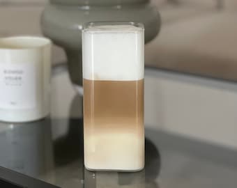Eckige Gläser - 4er Set  Fancy Glas- Hitzebeständiges, transparentes Glas für Wasser, Eiskaffee, Kaffee, Cocktail  330ml