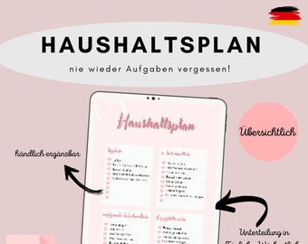 Effizienter Haushaltsplaner für Familien und WGs - Putzplan mit individuellen Anpassungsmöglichkeiten  - Haushalts