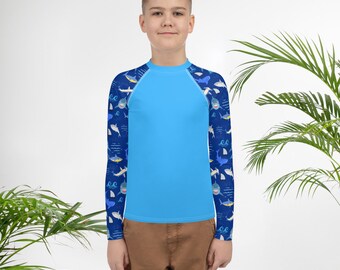 Shark Print Youth Rash Guard