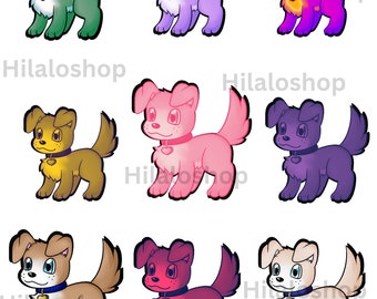 Cute Puppy Print and Cut Digital PNG,JPG,PDF Sticker Sheets, 10 Different Designs, Breeds Sticker Pack Bundles Instant Download