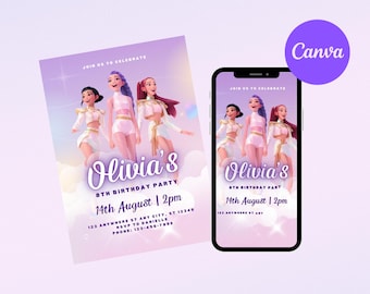 KPop Demon Hunter Birthday Invitation | Editable Canva Template | Kpop Anime Invite | Digital Download | Printable Birthday Card for Kids