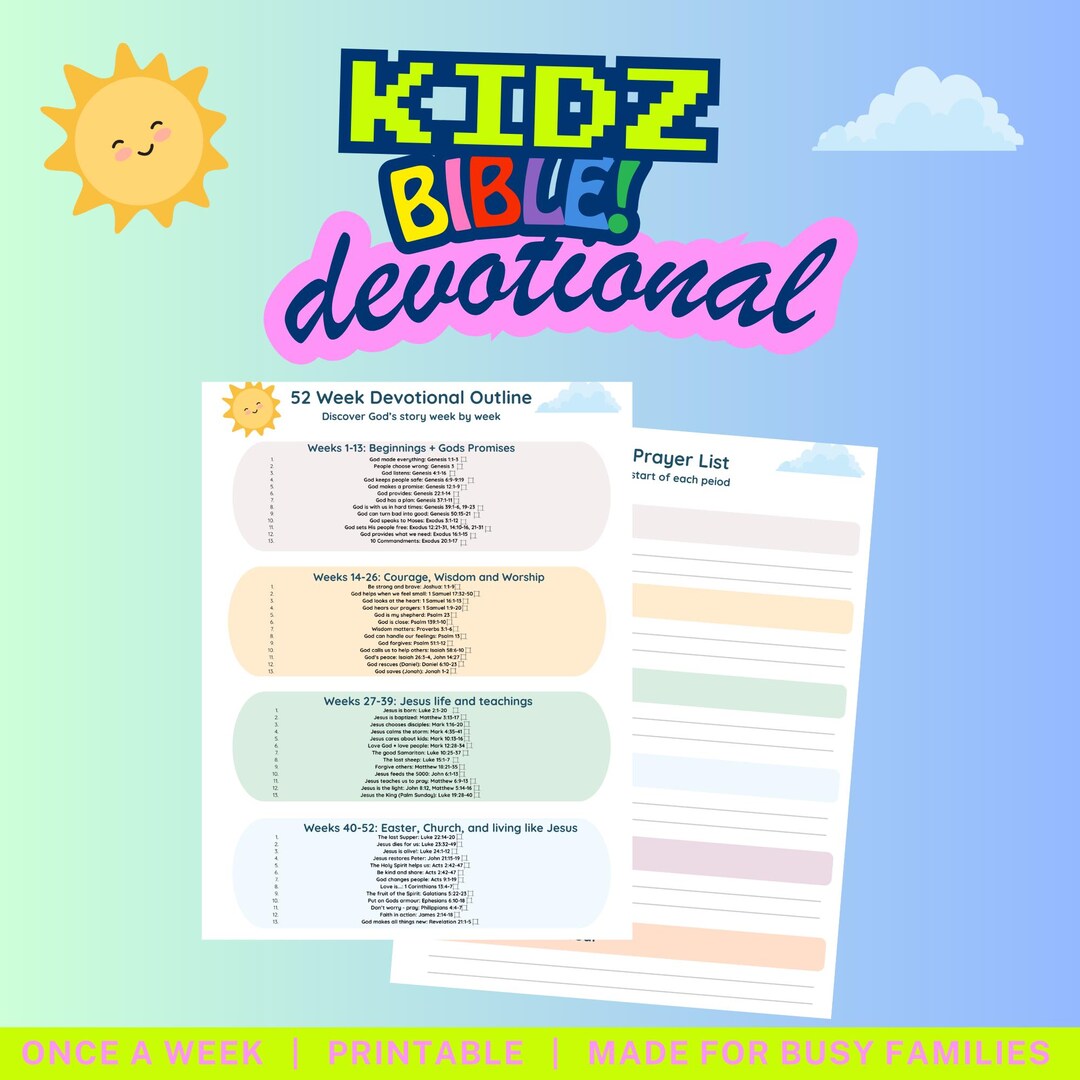 52 Week Family Devotion Planner Printable | Bible Study for Kids ...