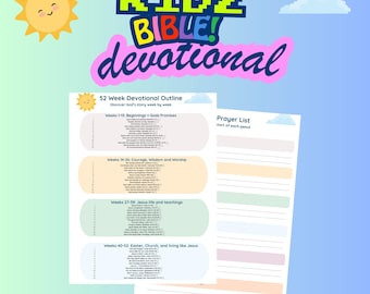 Planner di devozioni familiari di 52 settimane stampabile / Studio biblico per bambini / Meditazioni settimanali cristiane per famiglie
