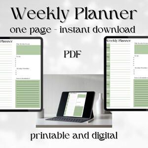 Week at a Glance, Weekly Planner Printable, Weekly Goal Planner, Weekly To Do List, Weekly Schedule, Weekly Agenda & Organizer, Instant PDF