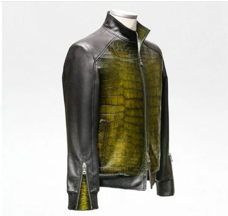 Hand Made Alligator Skin Jacket for Men-city Leather Jacket With Jungle ...