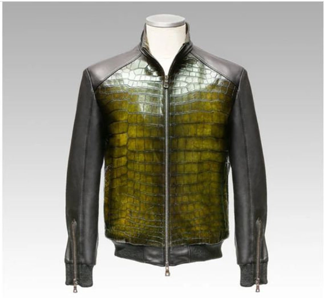 Hand Made Alligator Skin Jacket for Men-city Leather Jacket With Jungle ...