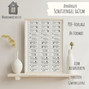 PDF template for guardian angel pendants | Printable labels | Angel | DIY | Digital file