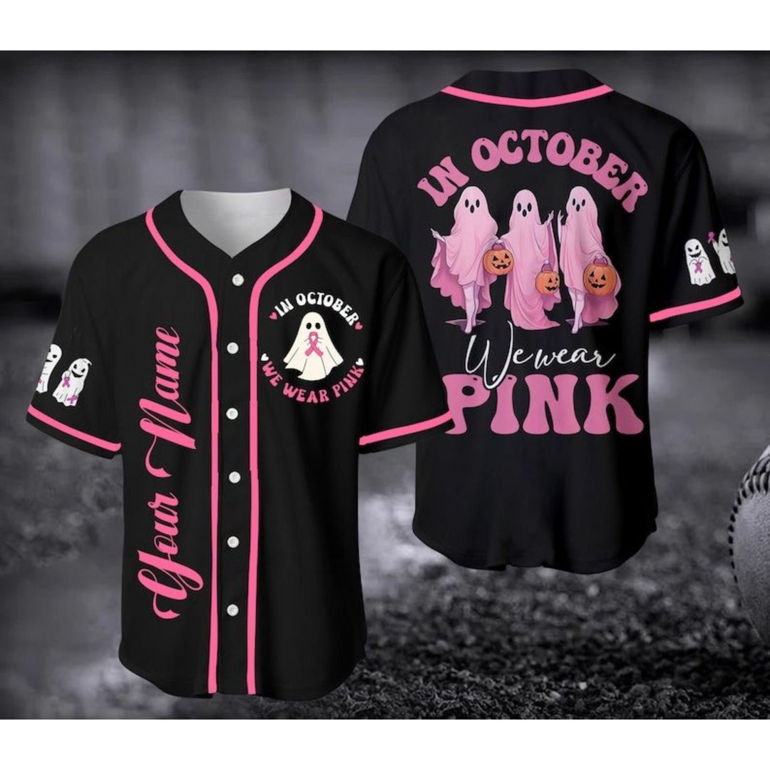 Custom in October We Wear Pink Baseball Jersey Pink Ribbon Etsy