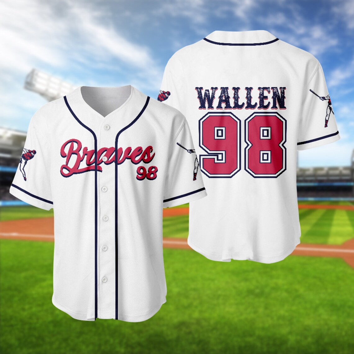 Braves 98 Baseball Jersey Wallen Shirt Wallen Country Etsy