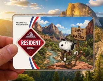 Funda para pase del Parque Nacional Puppy, protector de pase America the Beautiful, pegatina de la colección de arte de los parques de montaña del Pacífico, Parque Nacional Zion