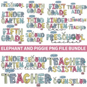 50+Bundle Elephant And Piggie Png, Back To School Png, First Day Of School Png, Elephant Png, Piggie Png, Teacher, Friends Elephant Pigeon