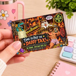 Dungeon Crawler Carl Credit Card Skin, Daddy Tax Card Decal, LitRPG Book Lover Gift, Funny Fantasy Reader Wallet Cover