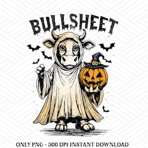 Retro Bullsheet Halloween Png, Moo I Mean Boo Png, Funny Halloween Highland Cow Png, Trendy Cute Cow Shirt Design, Trick Or Treat Png