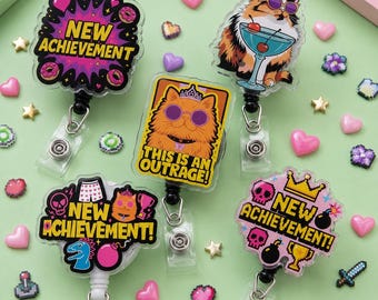 New Achievement Dungeon Badge Reel, Dungeon Crawler Carl Retractable ID Holder, Dungeon Adventure Game Nurse ID Holder, Gift For LitRPG Fan