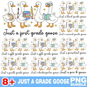 Back to School Goose PNG Bundle, Coquette Teacher First Day of School Shirt Design, Preppy Floral Sublimation, Pre-k 1st/2nd/3rd/4th Grade